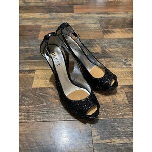 GUESS black Hondola sequin heels‎